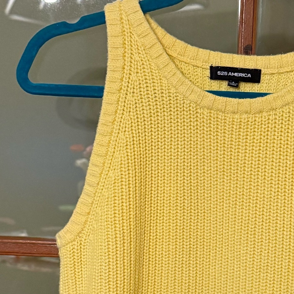 525 America Sunny Yellow Cable Knit Tank Top - Size Small - Picture 4 of 4